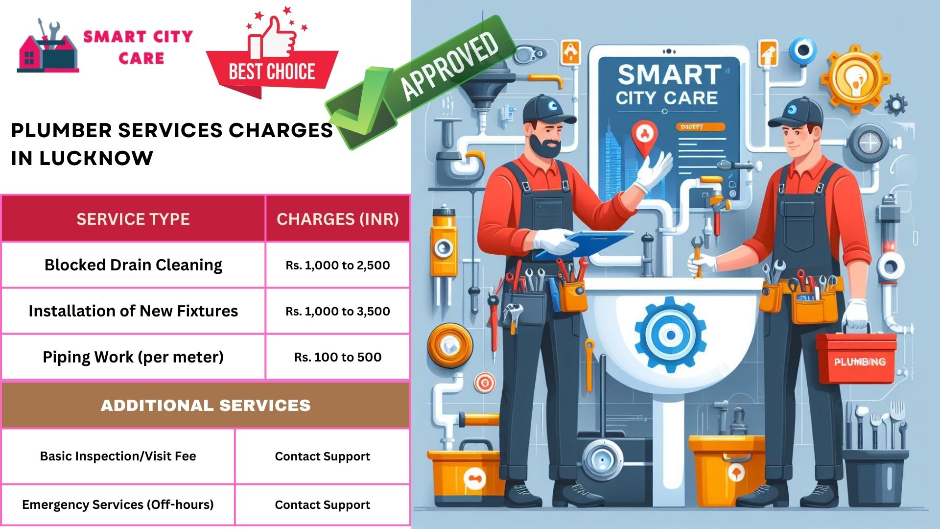 Plumber Charges List in Lucknow