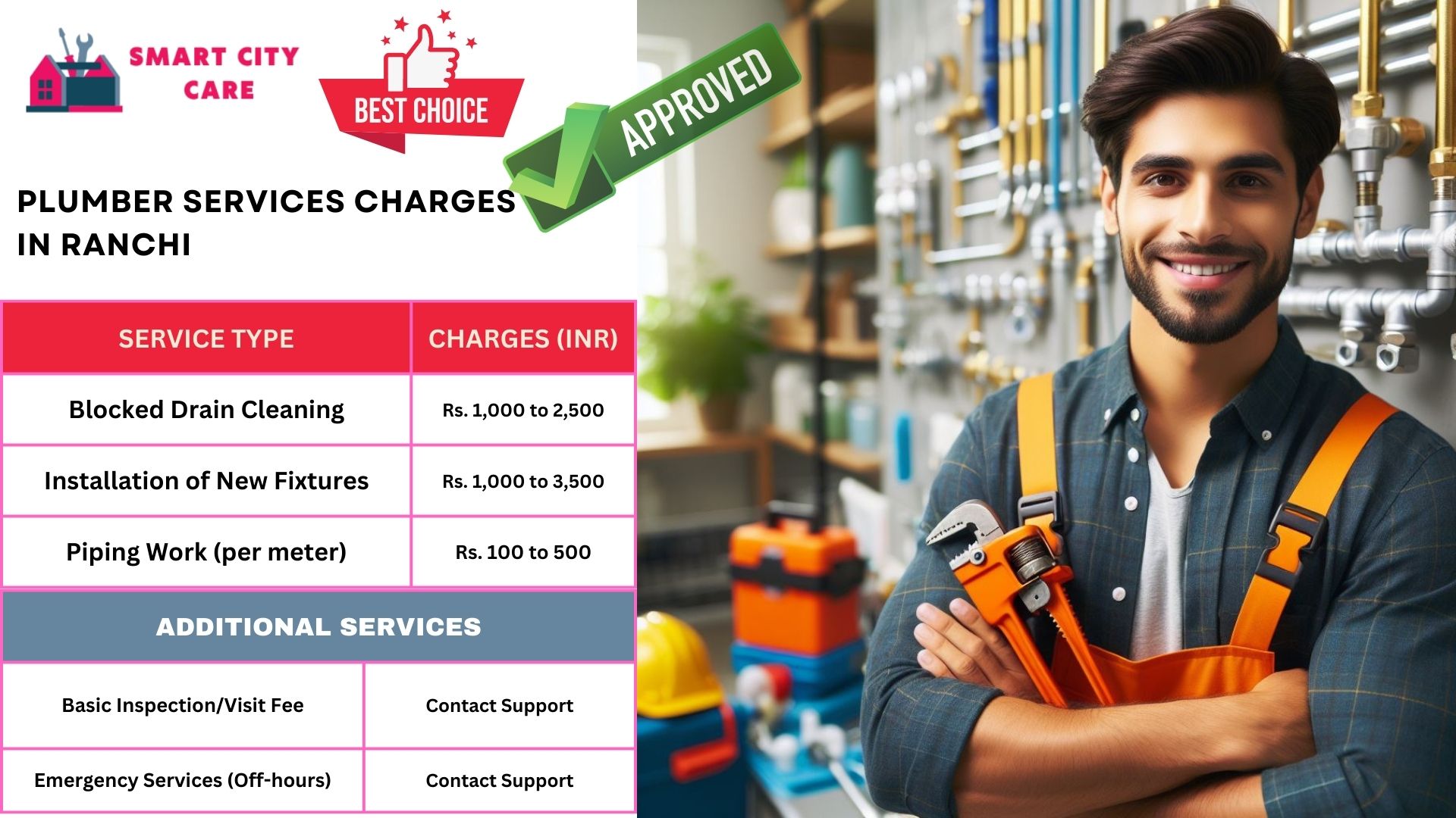 Plumber Charges List in Ranchi